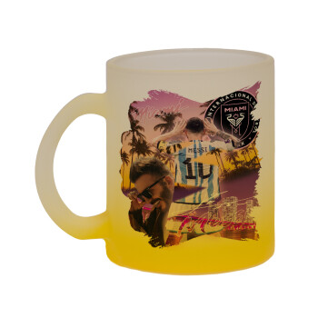 Lionel Messi Miami, Κούπα γυάλινη δίχρωμη με βάση το κίτρινο ματ, 330ml