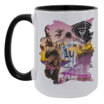 Lionel Messi Miami, Κούπα Mega 15oz, κεραμική Μαύρη, 450ml