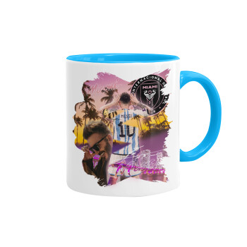 Lionel Messi Miami, Mug colored light blue, ceramic, 330ml
