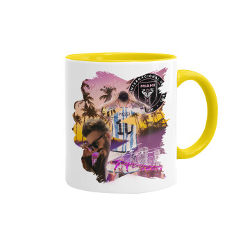 Lionel Messi Miami, Mug colored yellow, ceramic, 330ml