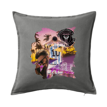 Lionel Messi Miami, Sofa cushion Grey 50x50cm includes filling