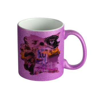 Lionel Messi Miami, Κούπα Μωβ Glitter που γυαλίζει, κεραμική, 330ml