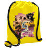 Τσάντα πλάτης πουγκί GYMBAG Κίτρινη, με τσέπη (40x48cm) & χονδρά κορδόνια