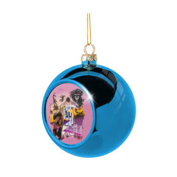Lionel Messi Miami, Blue Christmas tree ball ornament 8cm