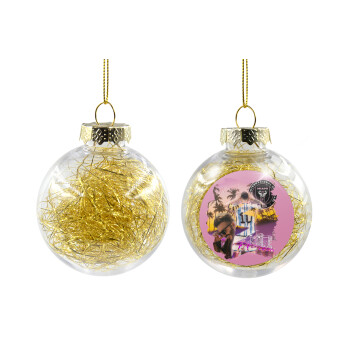 Lionel Messi Miami, Transparent Christmas tree ball ornament with gold filling 8cm