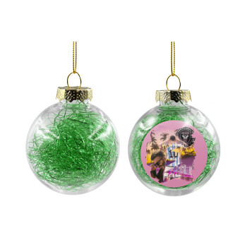 Lionel Messi Miami, Στολίδι Χριστουγεννιάτικη μπάλα δένδρου διάφανη με πράσινο γέμισμα 8cm