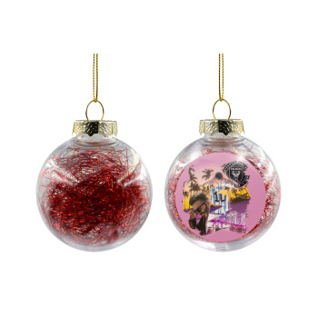 Lionel Messi Miami, Στολίδι Χριστουγεννιάτικη μπάλα δένδρου διάφανη με κόκκινο γέμισμα 8cm