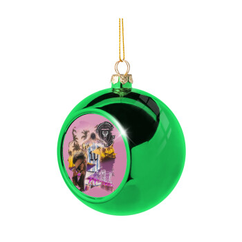 Lionel Messi Miami, Green Christmas tree ornament ball 8cm