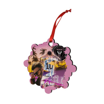 Lionel Messi Miami, Christmas ornament snowflake wooden 7.5cm