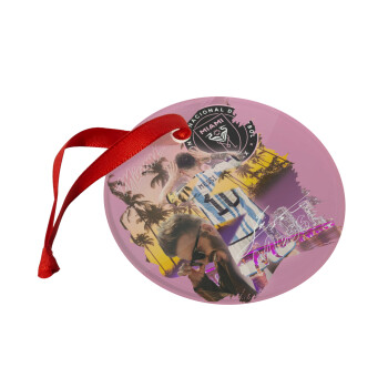 Lionel Messi Miami, Christmas ornament glass 9cm