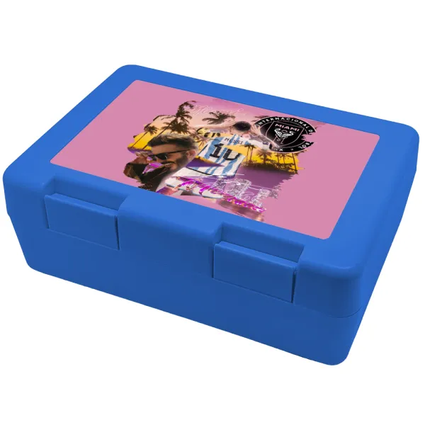 Lionel Messi Miami — Παιδικό δοχείο κολατσιού ΜΠΛΕ 185x128x65mm (BPA free πλαστικό)