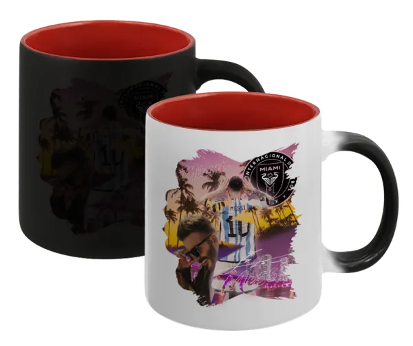 Lionel Messi Miami — Magic mug with red interior, ceramic, 330ml, changes colour with hot drinks