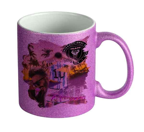 Lionel Messi Miami — Κούπα Μωβ Glitter που γυαλίζει, κεραμική, 330ml