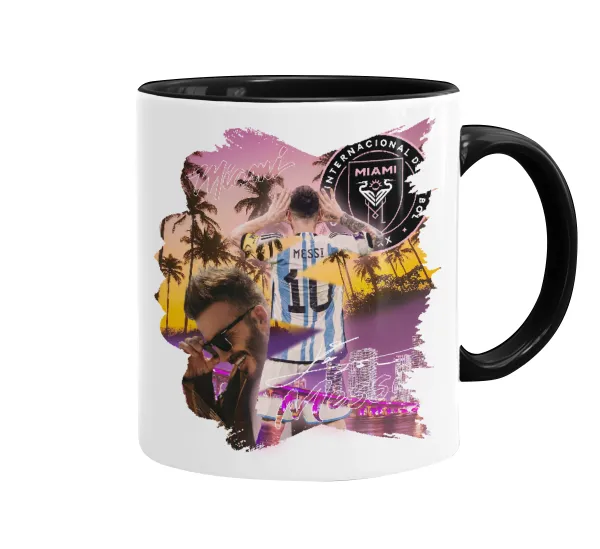 Lionel Messi Miami — Κούπα χρωματιστή μαύρη, κεραμική, 330ml