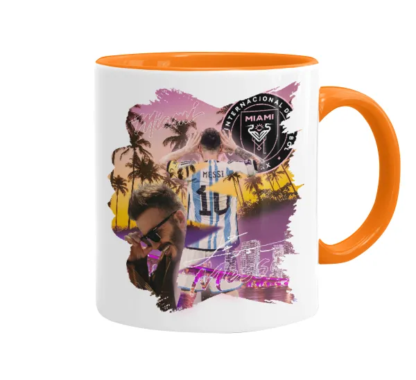 Lionel Messi Miami — Mug colored orange, ceramic, 330ml