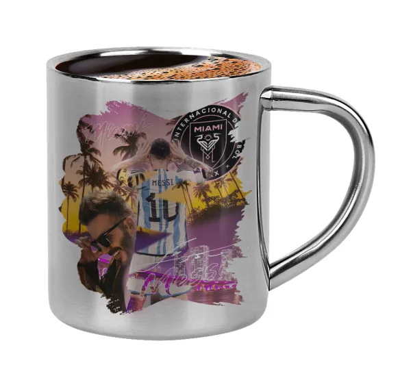Lionel Messi Miami — Double-wall metal cup for espresso (220ml)
