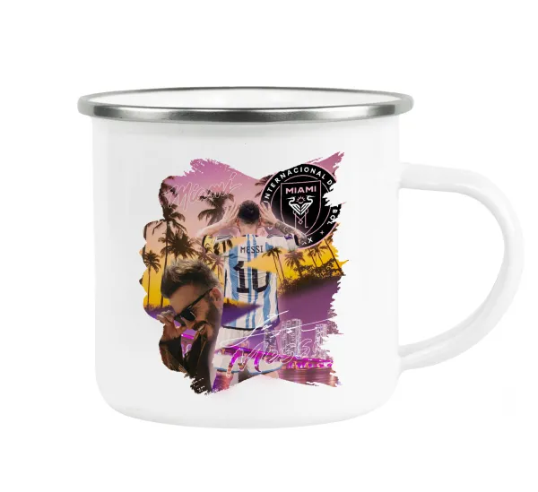 Lionel Messi Miami — Metallic enamel cup white 360ml