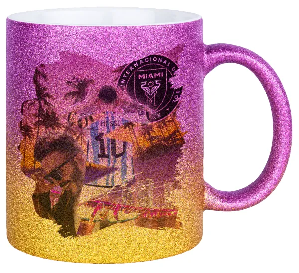 Lionel Messi Miami — Κούπα Χρυσή/Ροζ Glitter, κεραμική, 330ml
