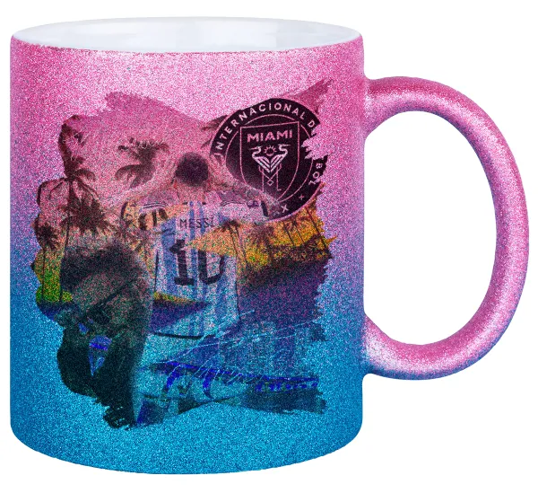 Lionel Messi Miami — Κούπα Χρυσή/Μπλε Glitter, κεραμική, 330ml