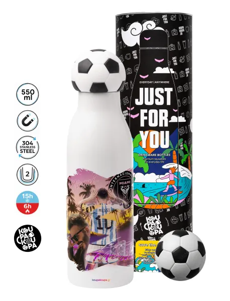 Lionel Messi Miami — Soccer Metal mug thermos, double wall, 550ml