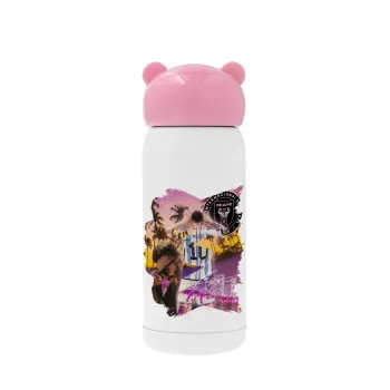 Lionel Messi Miami, Pink stainless steel thermal flask, 320ml