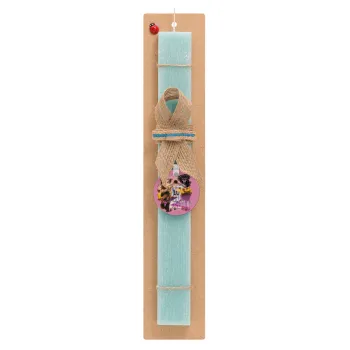 Lionel Messi Miami, Πασχαλινή Λαμπάδα με ξύλινο μπρελόκ & κερί αρωματικό πλακέ (30cm) (ΤΙΡΚΟΥΑΖ)