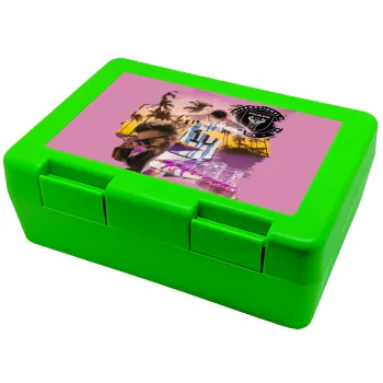 Lionel Messi Miami, Παιδικό δοχείο κολατσιού ΠΡΑΣΙΝΟ 185x128x65mm (BPA free πλαστικό)