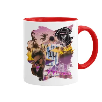 Lionel Messi Miami, Κούπα χρωματιστή κόκκινη, κεραμική, 330ml