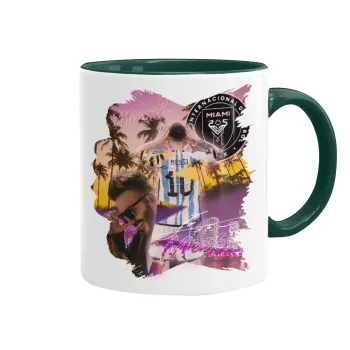 Lionel Messi Miami, Κούπα χρωματιστή πράσινη, κεραμική, 330ml