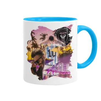 Lionel Messi Miami, Κούπα χρωματιστή γαλάζια, κεραμική, 330ml