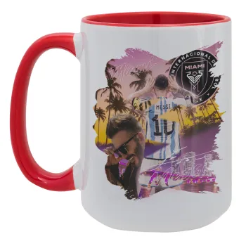 Lionel Messi Miami, Κούπα Mega 15oz, κεραμική Κόκκινη, 450ml