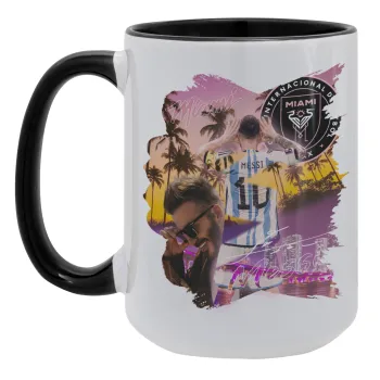 Lionel Messi Miami, Κούπα Mega 15oz, κεραμική Μαύρη, 450ml