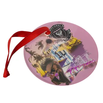 Lionel Messi Miami, Christmas ornament glass 9cm