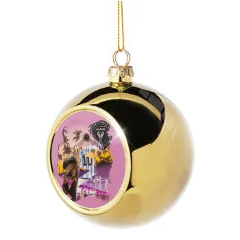 Lionel Messi Miami, Golden Christmas tree ball ornament 8cm