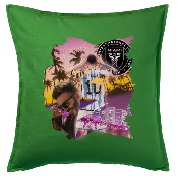 Lionel Messi Miami, Sofa cushion Green 50x50cm includes filling