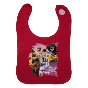 Lionel Messi Miami, Σαλιάρα με Σκρατς Κόκκινη 100% Organic Cotton (0-18 months)