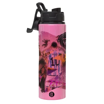 Lionel Messi Miami, Metallic water bottle with safety lid, 850ml aluminum