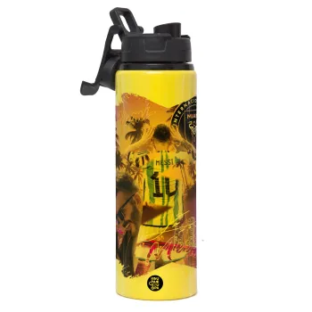 Lionel Messi Miami, Μεταλλικό παγούρι νερού με καπάκι ασφαλείας, αλουμινίου 850ml