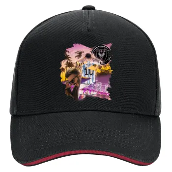 Lionel Messi Miami, DRILL Adult Ultimate Hat BLACK/RED, (100% COTTON, ADULT, UNISEX, ONE SIZE)