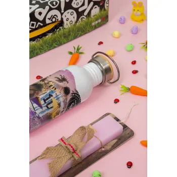 Lionel Messi Miami, Πασχαλινή Λαμπάδα με παγούρι μεταλλικό (620ml, stainless steel) & κερί αρωματικό πλακέ (30cm) (ΡΟΖ)