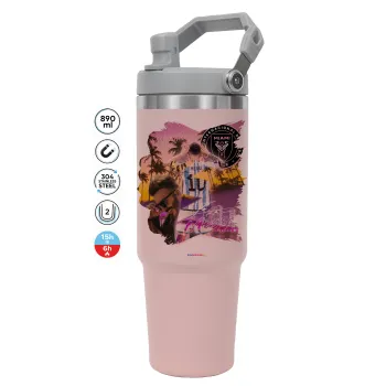 Lionel Messi Miami, Pink color, 890ml (30oz) stainless Steel Tumbler with Handle
