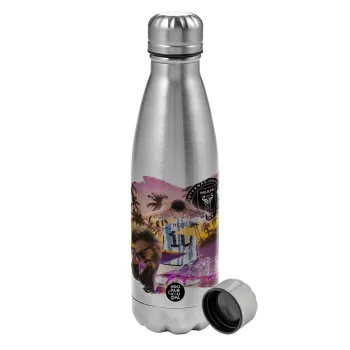 Lionel Messi Miami, Metallic water bottle, stainless steel, 750ml