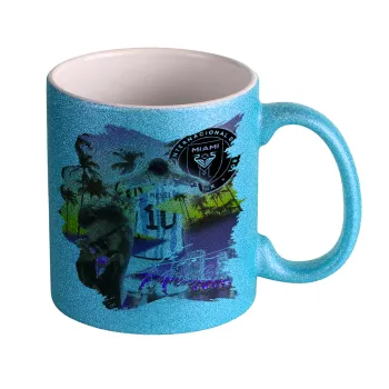 Lionel Messi Miami, Κούπα Σιέλ Glitter που γυαλίζει, κεραμική, 330ml