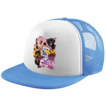 Lionel Messi Miami, Child's Soft Trucker Hat with Blue/White Mesh (POLYESTER, CHILD, ONE SIZE)