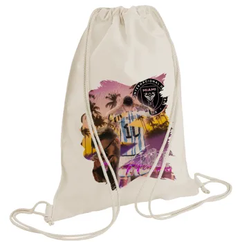 Lionel Messi Miami, Τσάντα πλάτης πουγκί GYMBAG natural (28x40cm)