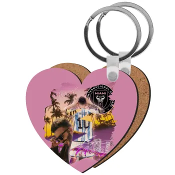 Lionel Messi Miami, Μπρελόκ Ξύλινο καρδιά MDF