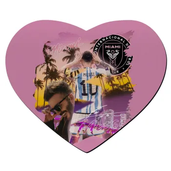 Lionel Messi Miami, Mousepad heart 23x20cm