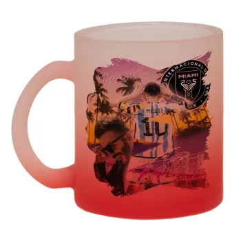 Lionel Messi Miami, Κούπα γυάλινη δίχρωμη με βάση το κόκκινο ματ, 330ml