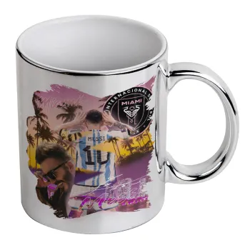 Lionel Messi Miami, Κούπα κεραμική, ασημένια καθρέπτης, 330ml