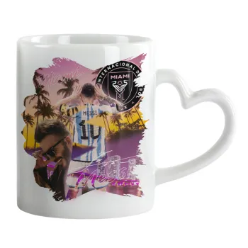 Lionel Messi Miami, Mug heart handle, ceramic, 330ml